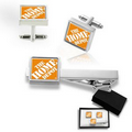 Domed Square Cufflinks & Tie Clip Set